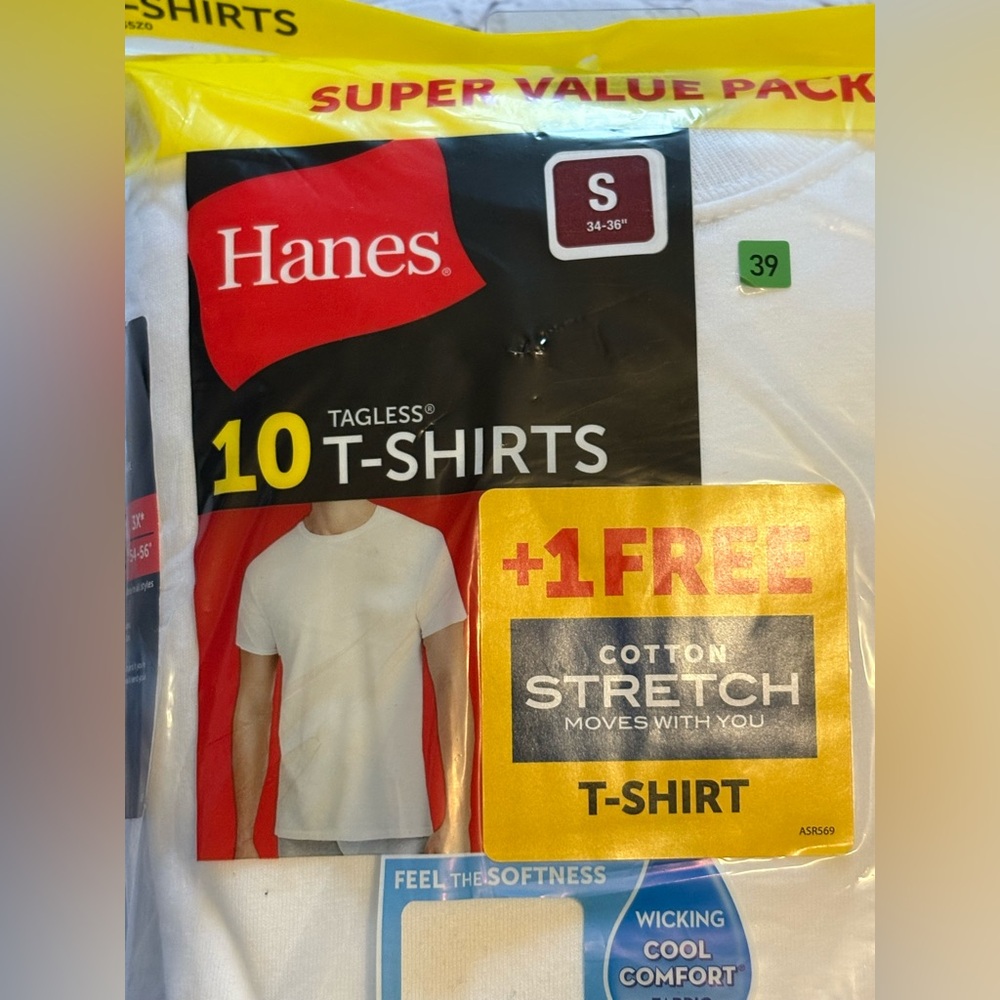 Hanes White T-Shirts Super Value Pack Small - Picture 2 of 3